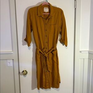 Rust / Orange Linen Duster Button-Up Shirt / Shirtdress